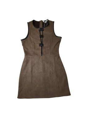 Flat White Anthropologie Brown Faux Suede Dress NWD FLAW Size Small
